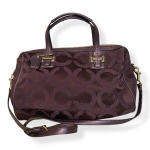 Coach F25503 Gallery Tote Cranberry Op Art C Logo Satchel Shoulder Bag